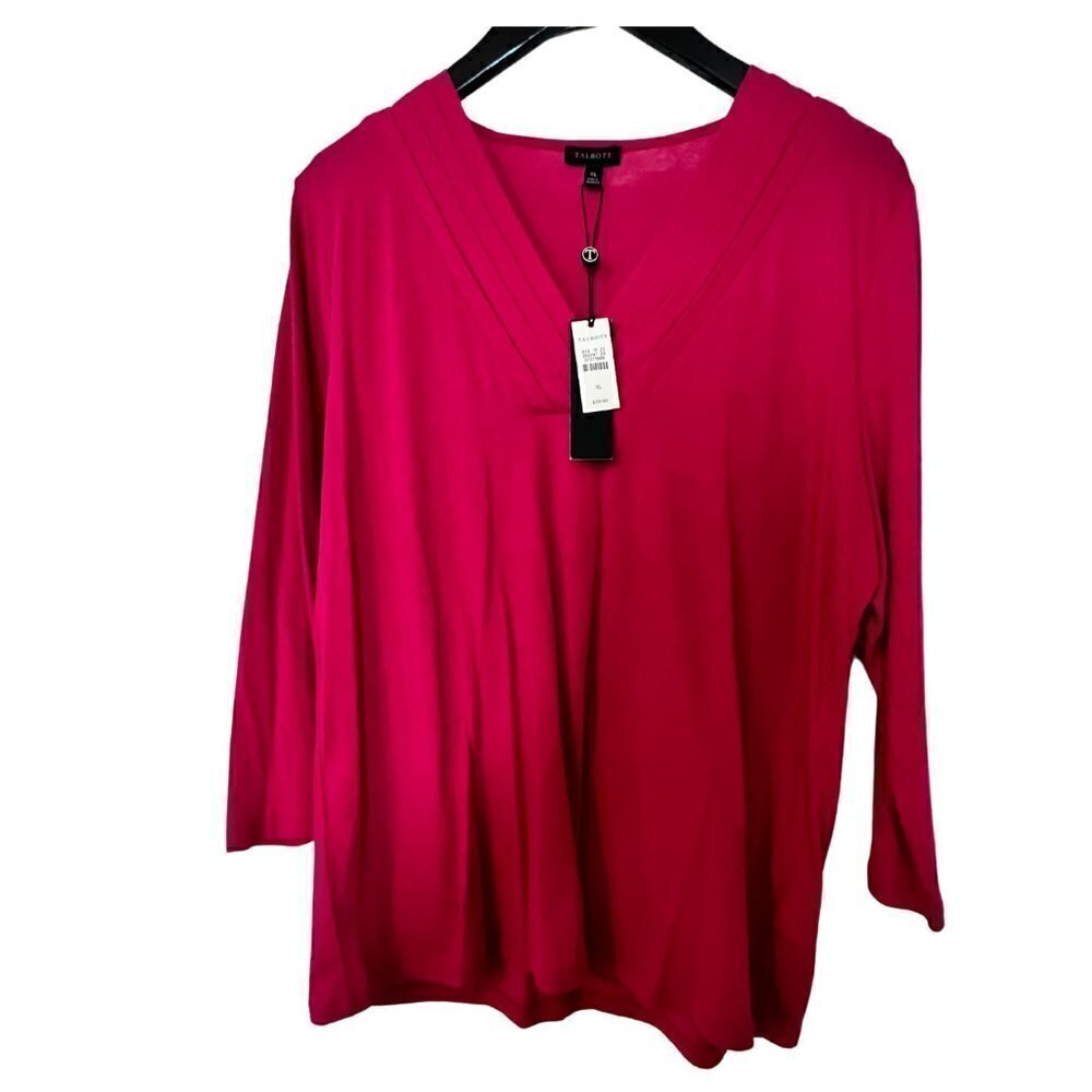 NEW Talbots Deep Cherry V-Neck Tee, XL